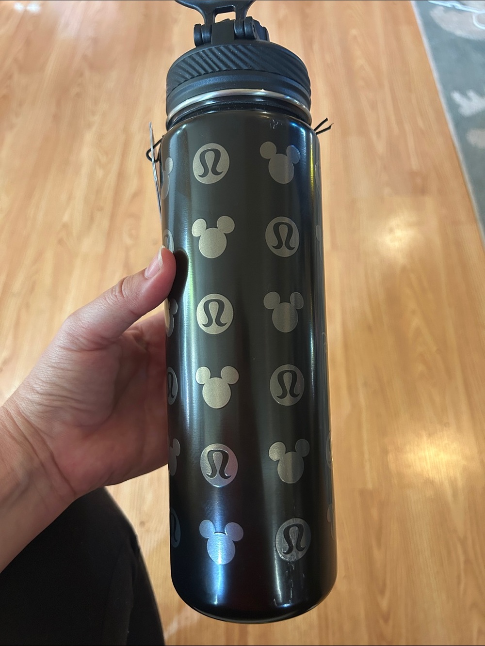 For Gloria- lululemon athletica Black Stainless Steel Mickey Logo Water Bottle